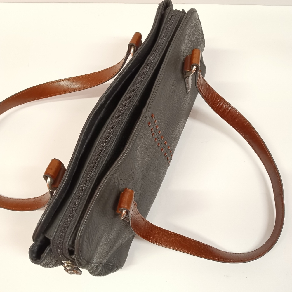 Fossil East West Pebble Leather Shoulder Bag Black & Brown - Picture 8 of 12